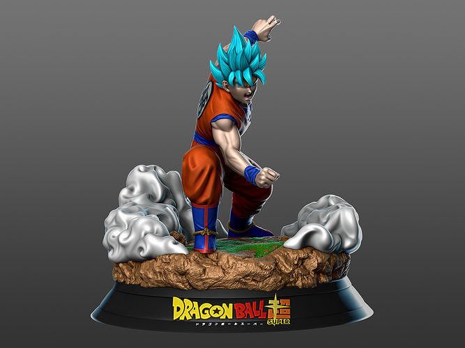 A statue of a person with blue hair
Description automatically generated