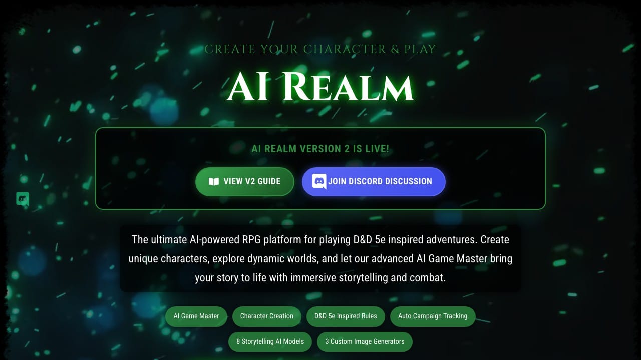 AI Realm AI Game Master website screenshot
