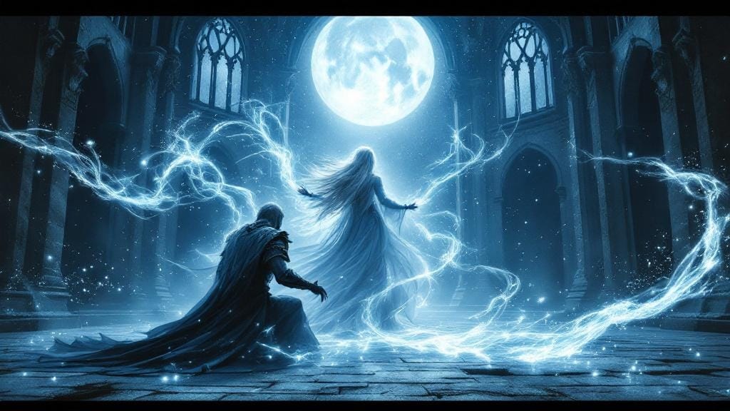 Mystical queen with swirling magical rebirth energy