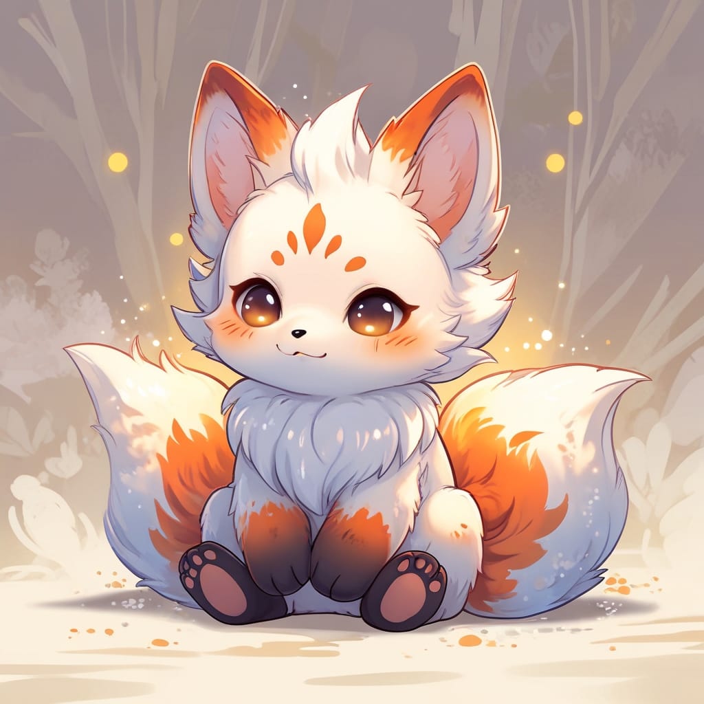 Spirit Pup — one-tailed kitsune spirit character art